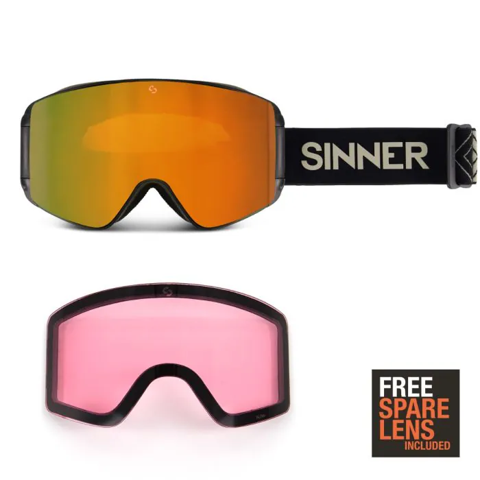 Sinner Aura skibril zwart | UV‑bescherming en anti condens