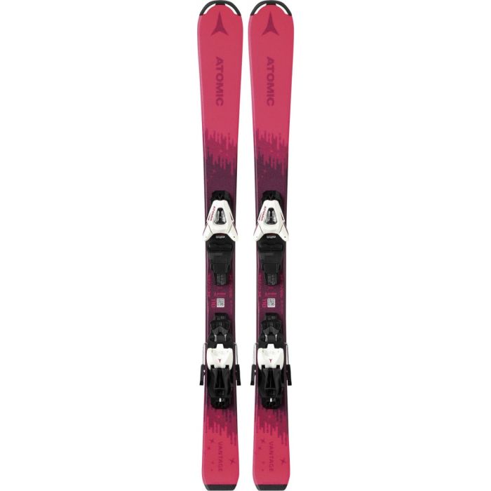 Atomic Vantage Girl skis met bindingen, klaar voor de piste.