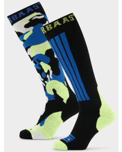 Poederbaas laskettelusukat Camo Blue Multi -väreissä, lähellä kuva.