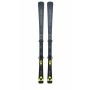 Fischer RC4 Superior Ti ski vooraanzicht in 150 cm, donkerblauw met lime-gele accenten en RC4 Z11 GW bindingen duidelijk zichtbaar, Fischer logo prominent op de bovenkant
