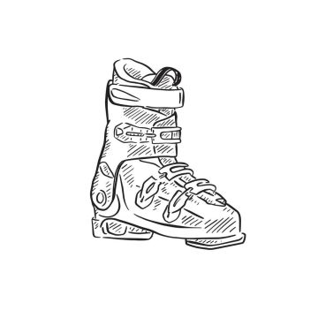 Botas de esquí adulto, dibujo esquemático, vista lateral