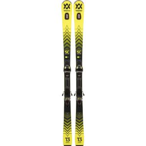 Ski Völkl Racetiger SC White 2024 com fixações pretas e design elegante.